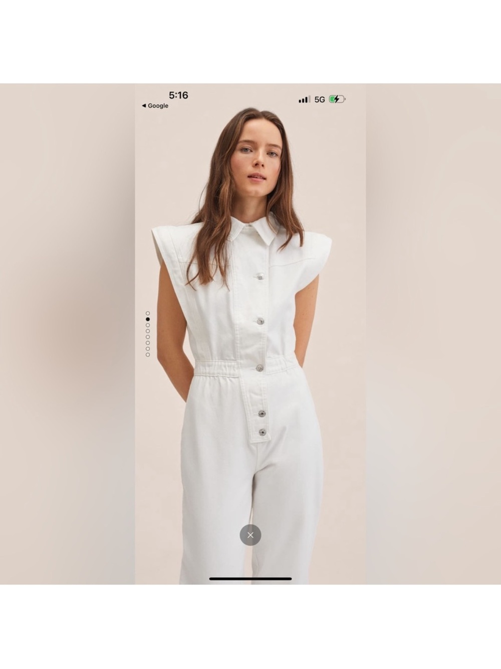 Mango Structured White Cotton Jumpsuit with Button Front